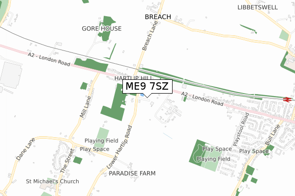 ME9 7SZ map - small scale - OS Open Zoomstack (Ordnance Survey)