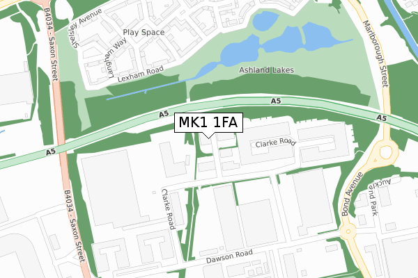 MK1 1FA map - large scale - OS Open Zoomstack (Ordnance Survey)