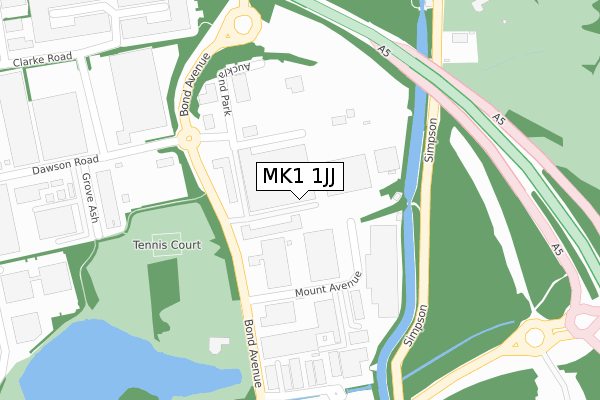 MK1 1JJ map - large scale - OS Open Zoomstack (Ordnance Survey)