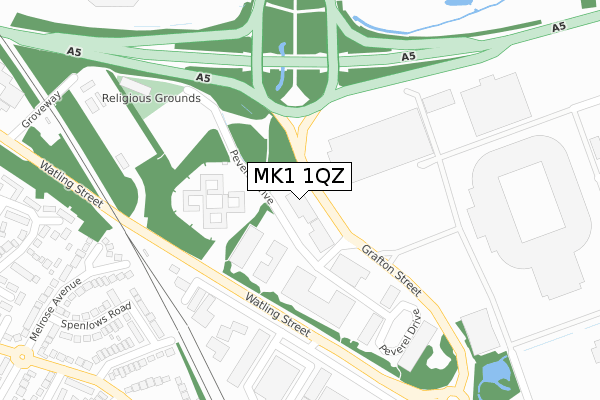 MK1 1QZ map - large scale - OS Open Zoomstack (Ordnance Survey) MK1 1QZ map - large scale - OS Open Zoomstack (Ordnance Survey)