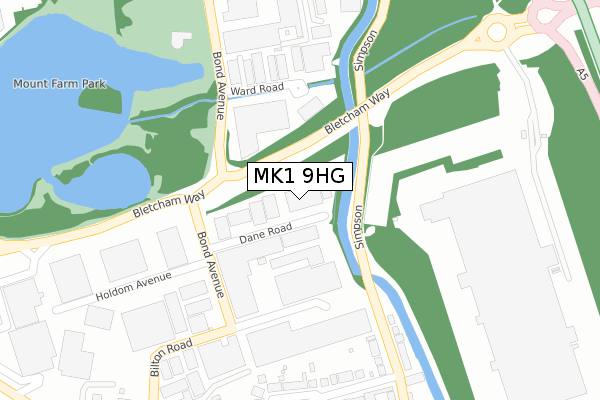 MK1 9HG map - large scale - OS Open Zoomstack (Ordnance Survey)