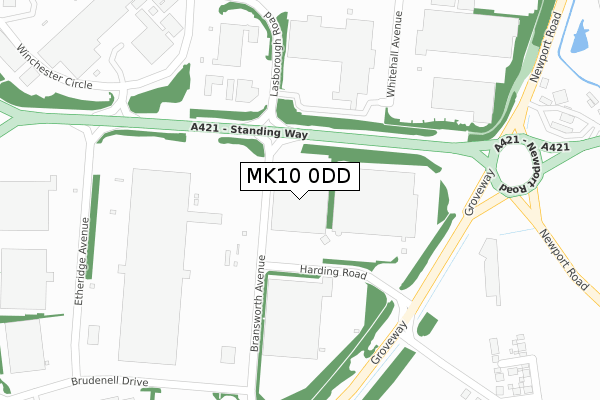 MK10 0DD map - large scale - OS Open Zoomstack (Ordnance Survey)