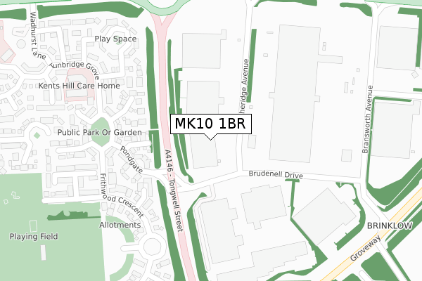 MK10 1BR map - large scale - OS Open Zoomstack (Ordnance Survey)