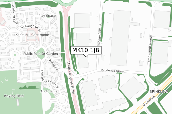 MK10 1JB map - large scale - OS Open Zoomstack (Ordnance Survey)