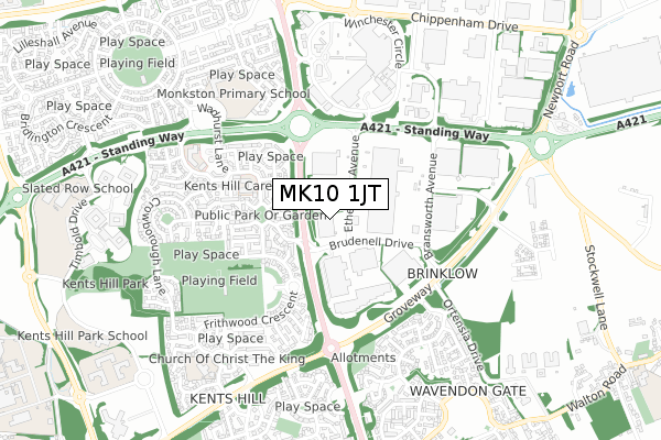 MK10 1JT map - small scale - OS Open Zoomstack (Ordnance Survey) MK10 1JT map - small scale - OS Open Zoomstack (Ordnance Survey)