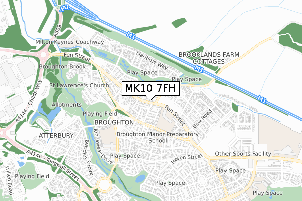 MK10 7FH map - small scale - OS Open Zoomstack (Ordnance Survey)