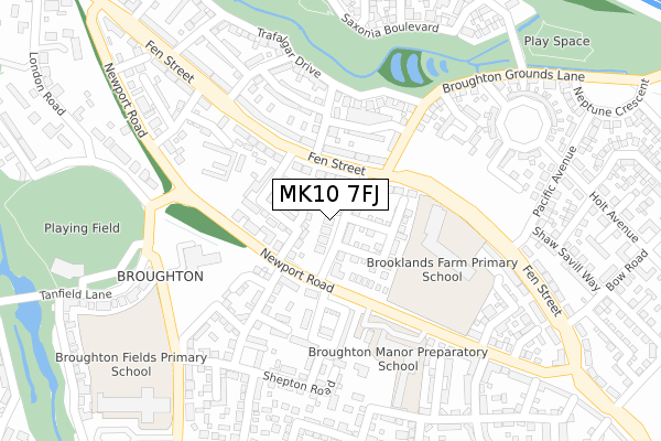 MK10 7FJ map - large scale - OS Open Zoomstack (Ordnance Survey)