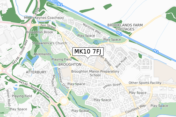 MK10 7FJ map - small scale - OS Open Zoomstack (Ordnance Survey)