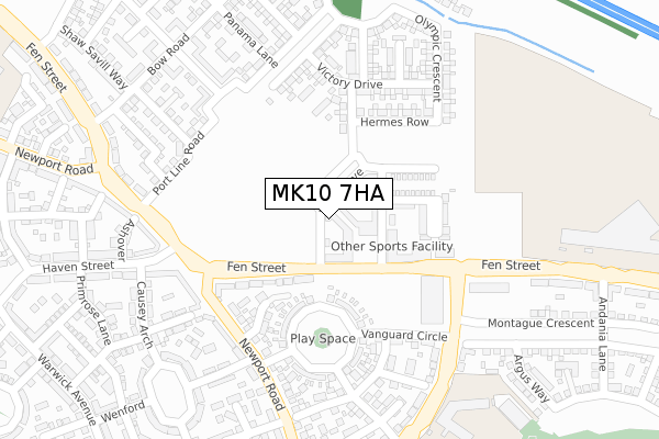 MK10 7HA map - large scale - OS Open Zoomstack (Ordnance Survey)