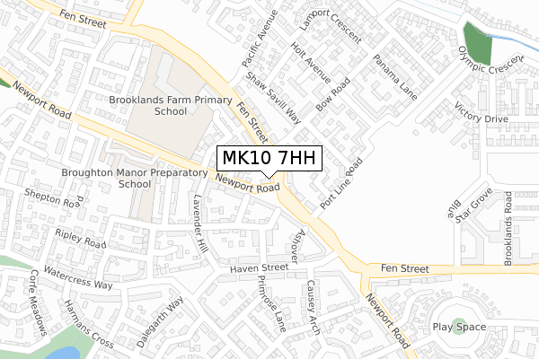 MK10 7HH map - large scale - OS Open Zoomstack (Ordnance Survey)