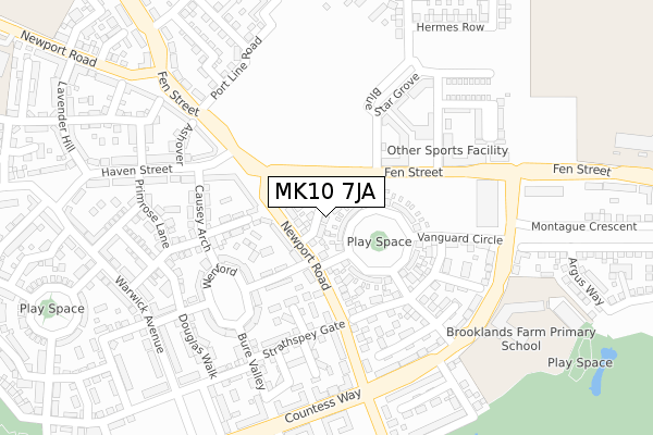 MK10 7JA map - large scale - OS Open Zoomstack (Ordnance Survey)