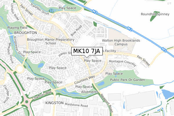 MK10 7JA map - small scale - OS Open Zoomstack (Ordnance Survey)