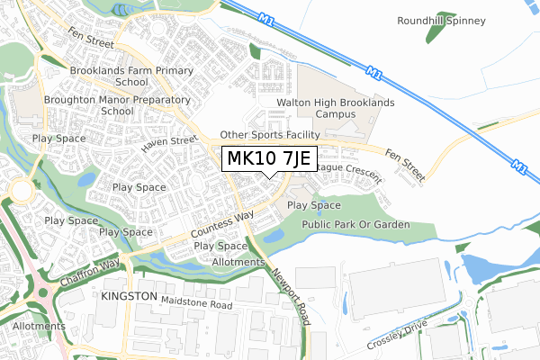 MK10 7JE map - small scale - OS Open Zoomstack (Ordnance Survey)