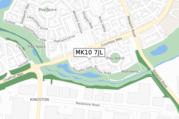 MK10 7JL map - large scale - OS Open Zoomstack (Ordnance Survey)