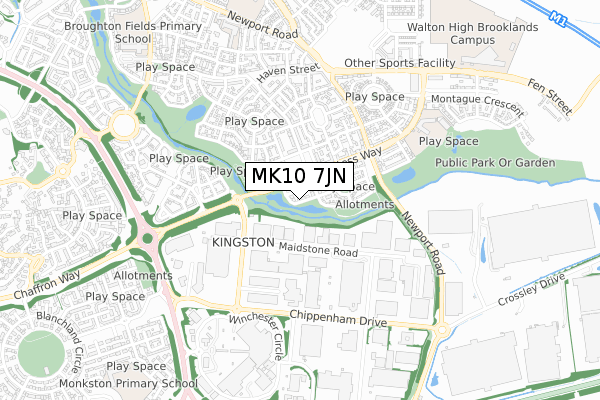 MK10 7JN map - small scale - OS Open Zoomstack (Ordnance Survey)