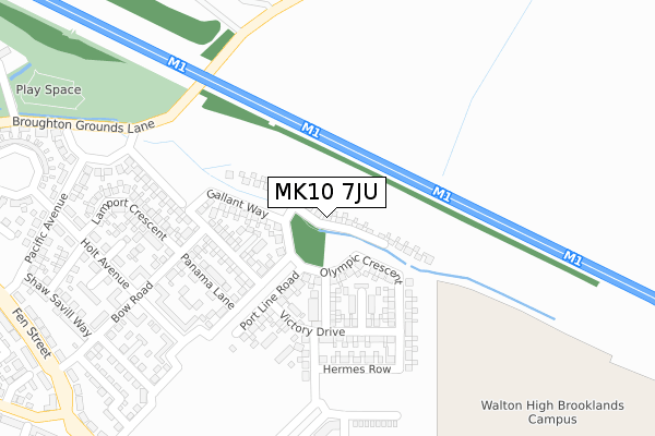 MK10 7JU map - large scale - OS Open Zoomstack (Ordnance Survey)