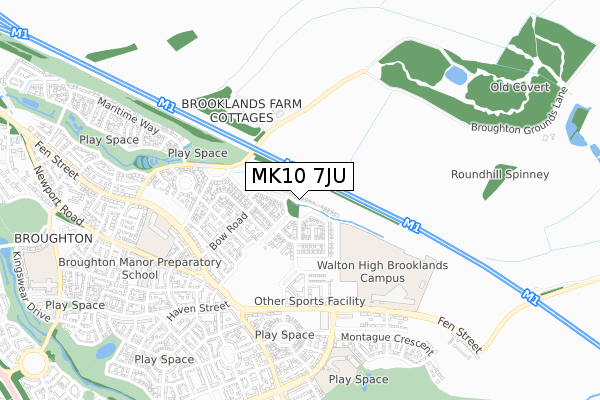 MK10 7JU map - small scale - OS Open Zoomstack (Ordnance Survey)