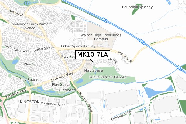 MK10 7LA map - small scale - OS Open Zoomstack (Ordnance Survey)