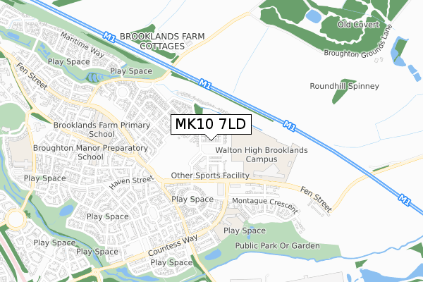 MK10 7LD map - small scale - OS Open Zoomstack (Ordnance Survey)