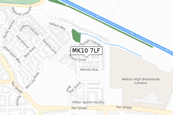 MK10 7LF map - large scale - OS Open Zoomstack (Ordnance Survey)