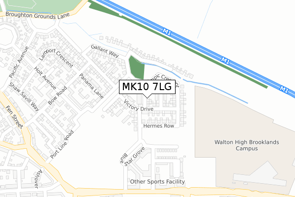 MK10 7LG map - large scale - OS Open Zoomstack (Ordnance Survey)