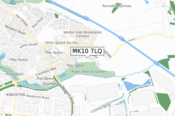 MK10 7LQ map - small scale - OS Open Zoomstack (Ordnance Survey)