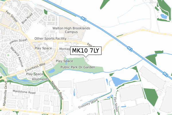 MK10 7LY map - small scale - OS Open Zoomstack (Ordnance Survey)