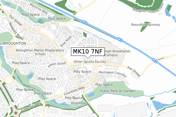 MK10 7NF map - small scale - OS Open Zoomstack (Ordnance Survey)