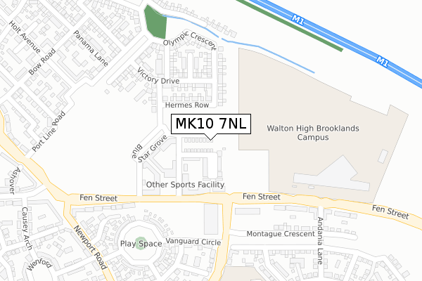 MK10 7NL map - large scale - OS Open Zoomstack (Ordnance Survey)