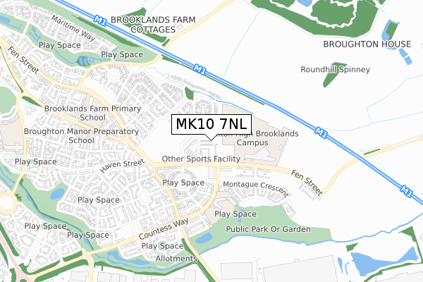 MK10 7NL map - small scale - OS Open Zoomstack (Ordnance Survey)