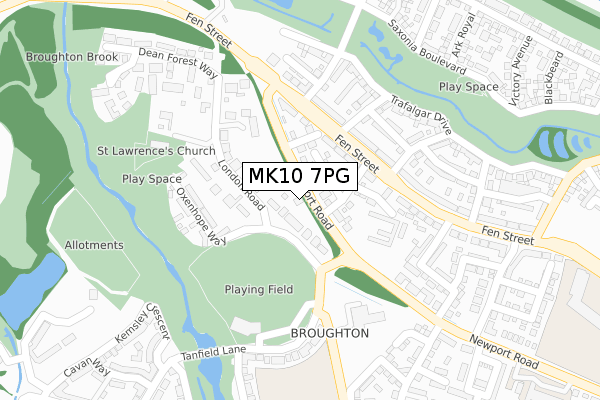 MK10 7PG map - large scale - OS Open Zoomstack (Ordnance Survey)