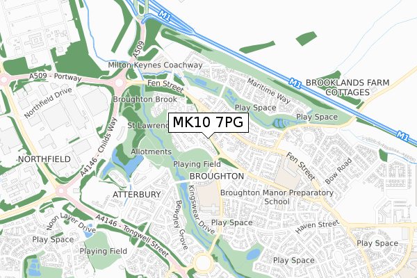 MK10 7PG map - small scale - OS Open Zoomstack (Ordnance Survey)