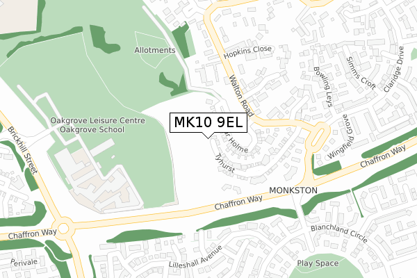 MK10 9EL map - large scale - OS Open Zoomstack (Ordnance Survey)