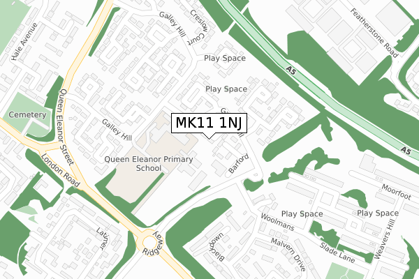 MK11 1NJ map - large scale - OS Open Zoomstack (Ordnance Survey)