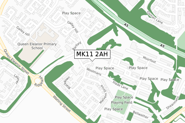 MK11 2AH map - large scale - OS Open Zoomstack (Ordnance Survey)