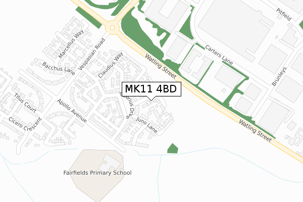 MK11 4BD map - large scale - OS Open Zoomstack (Ordnance Survey)