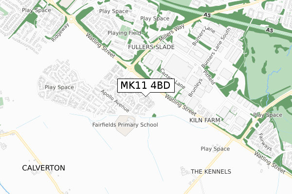 MK11 4BD map - small scale - OS Open Zoomstack (Ordnance Survey)