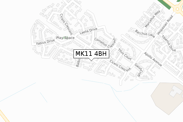 MK11 4BH map - large scale - OS Open Zoomstack (Ordnance Survey)