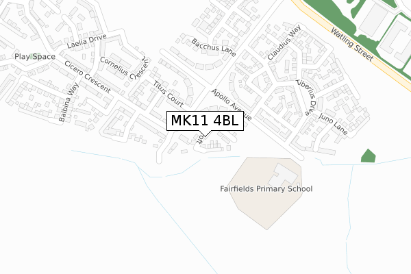 MK11 4BL map - large scale - OS Open Zoomstack (Ordnance Survey)