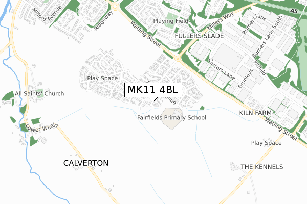MK11 4BL map - small scale - OS Open Zoomstack (Ordnance Survey)