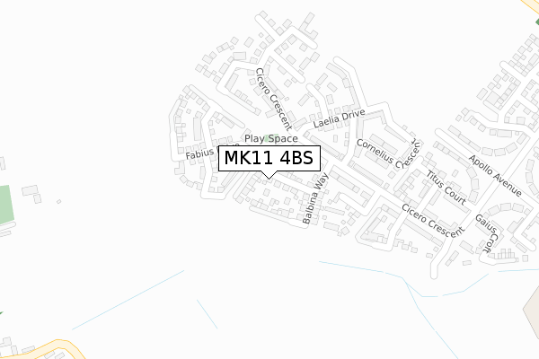 MK11 4BS map - large scale - OS Open Zoomstack (Ordnance Survey)