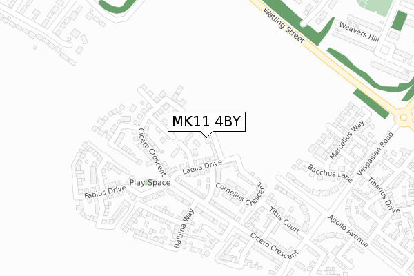 MK11 4BY map - large scale - OS Open Zoomstack (Ordnance Survey)