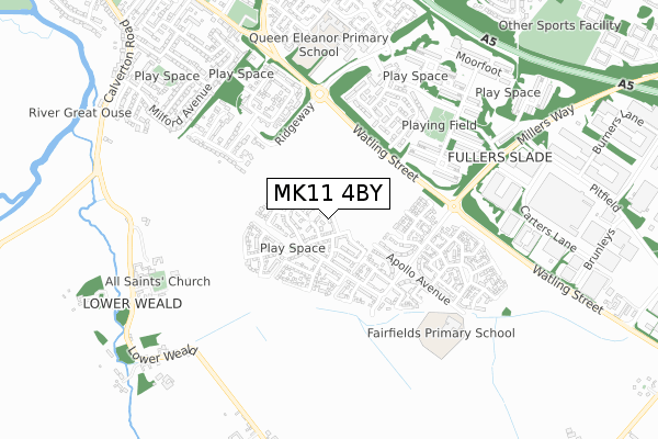 MK11 4BY map - small scale - OS Open Zoomstack (Ordnance Survey)