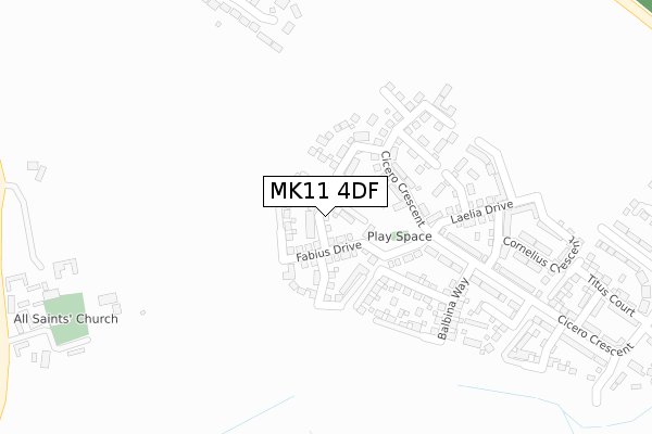 MK11 4DF map - large scale - OS Open Zoomstack (Ordnance Survey)