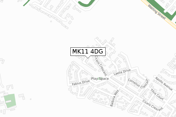 MK11 4DG map - large scale - OS Open Zoomstack (Ordnance Survey)