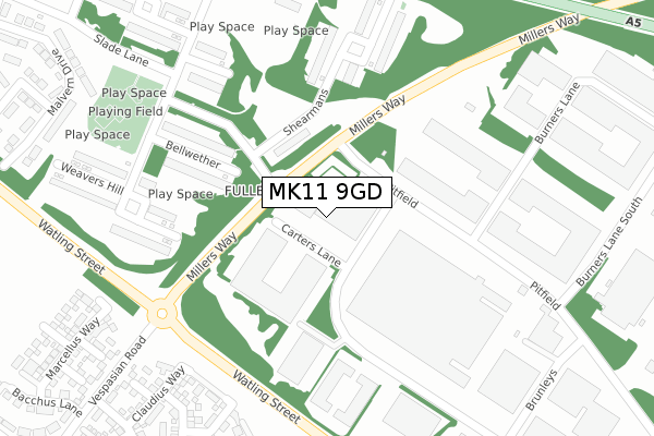 MK11 9GD map - large scale - OS Open Zoomstack (Ordnance Survey) MK11 9GD map - large scale - OS Open Zoomstack (Ordnance Survey)