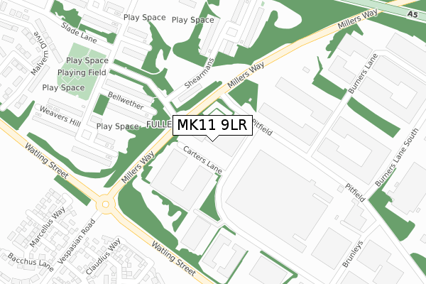 MK11 9LR map - large scale - OS Open Zoomstack (Ordnance Survey)