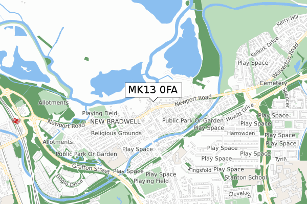 MK13 0FA map - small scale - OS Open Zoomstack (Ordnance Survey) MK13 0FA map - small scale - OS Open Zoomstack (Ordnance Survey)