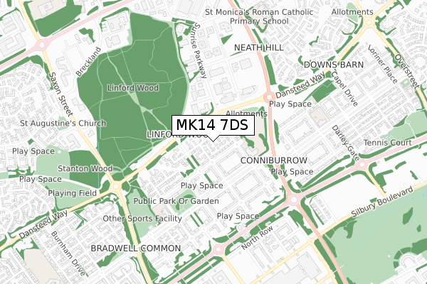 MK14 7DS map - small scale - OS Open Zoomstack (Ordnance Survey)