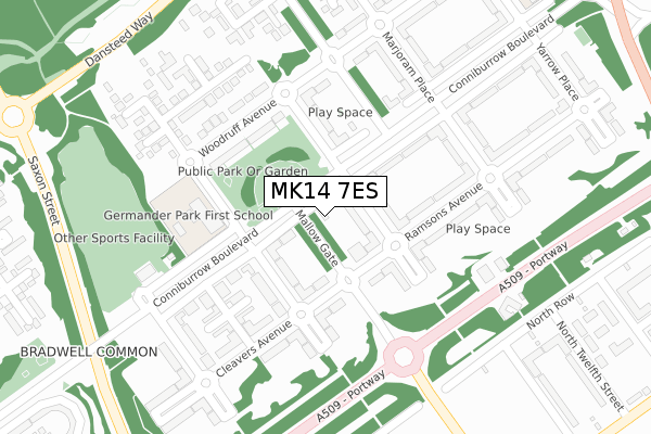 MK14 7ES map - large scale - OS Open Zoomstack (Ordnance Survey) MK14 7ES map - large scale - OS Open Zoomstack (Ordnance Survey)
